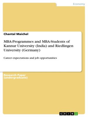 cover image of MBA-Programmes and MBA-Students of Kannur University (India) and Riedlingen University (Germany)